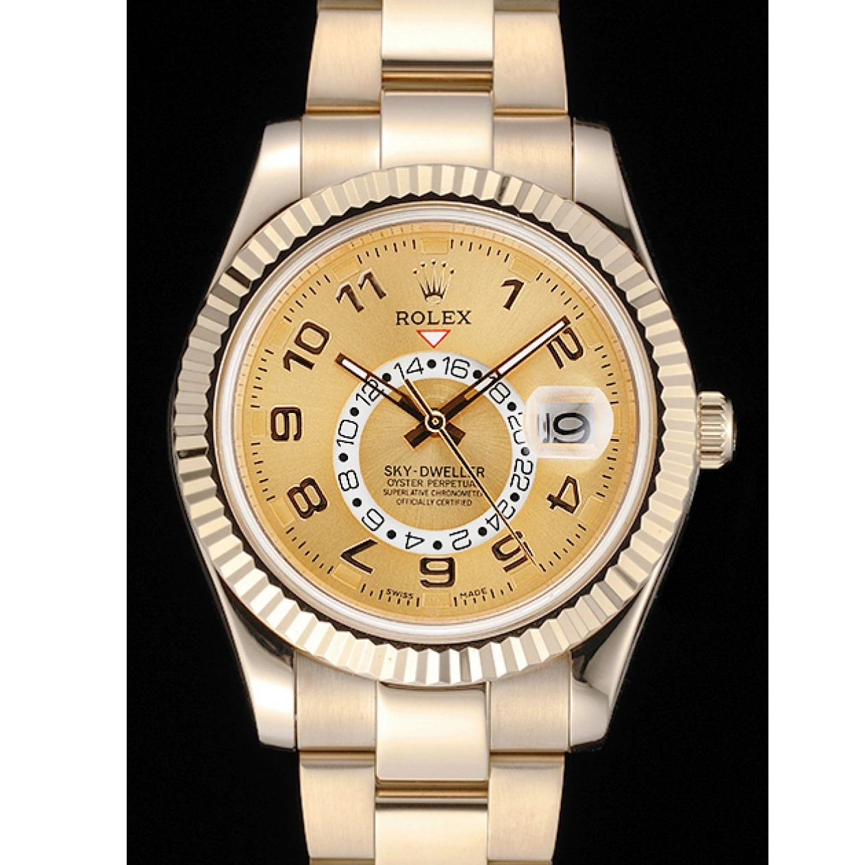 Aaa replica watch Yellow 2012 Perpetual Rolex Dweller Special Edition Gold Sky 80243 Oyster 0806